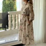 پیراهن لینن ایتالیایی طرح لاله