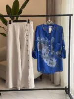 شلوار لینن ایتالیایی طرح از جلو دکمه - Image 5