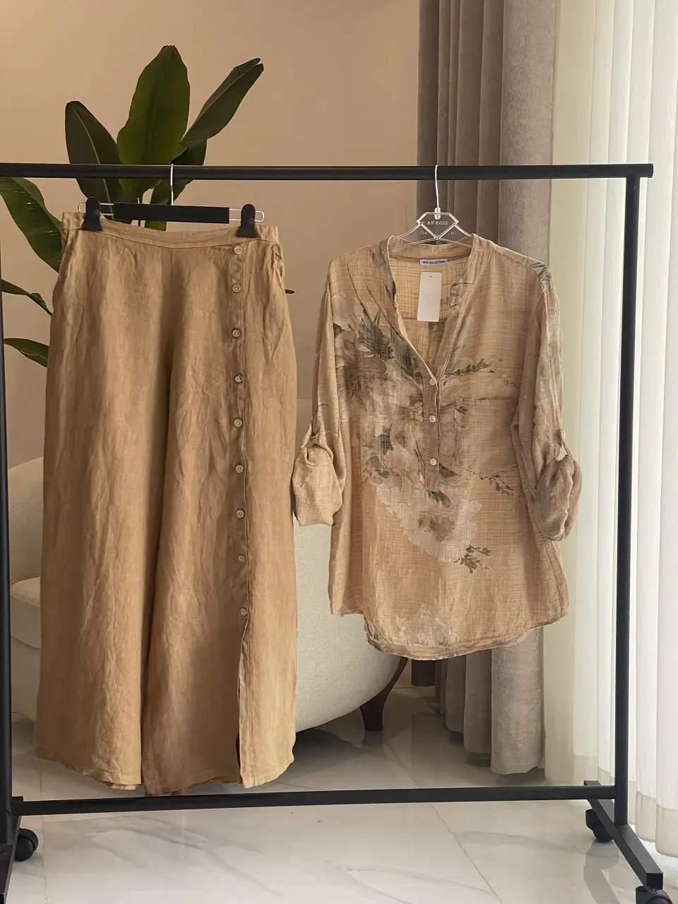 شلوار لینن ایتالیایی طرح از جلو دکمه - Image 7