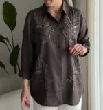 شومیز گلدوزی پولک دوزی ترک اورجینال طرح برگ - Image 2