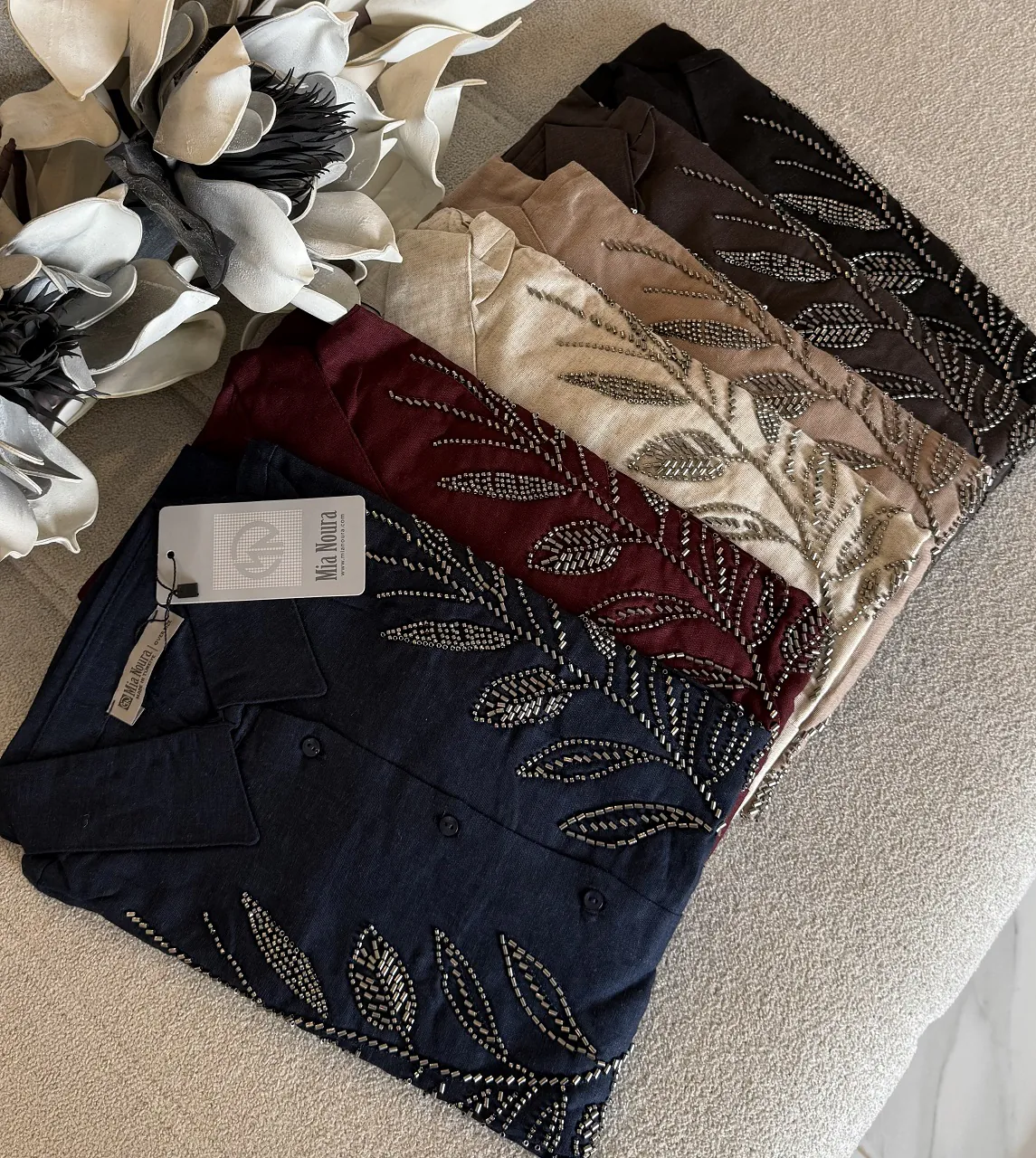 شومیز گلدوزی پولک دوزی ترک اورجینال طرح برگ - Image 3