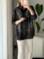 شومیز گلدوزی پولک دوزی ترک اورجینال طرح برگ - Image 4