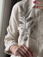 شومیز گلدوزی پولک دوزی ترک اورجینال طرح برگ - Image 5